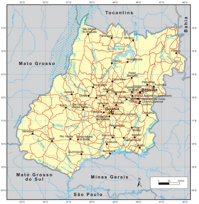 Goias Capital Mapa Bandeira Populacao Historia Brasil Escola