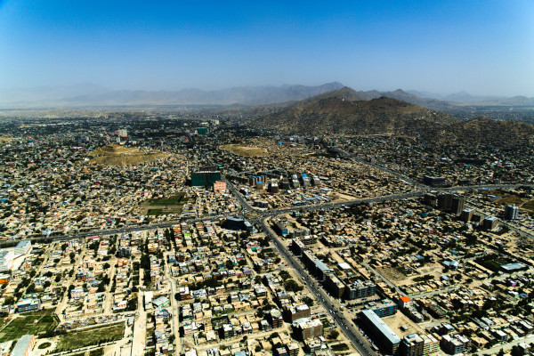 Vista aérea de Cabul, capital do Afeganistão.