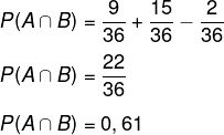 Exemplo de cálculo de probabilidade da união de dois eventos