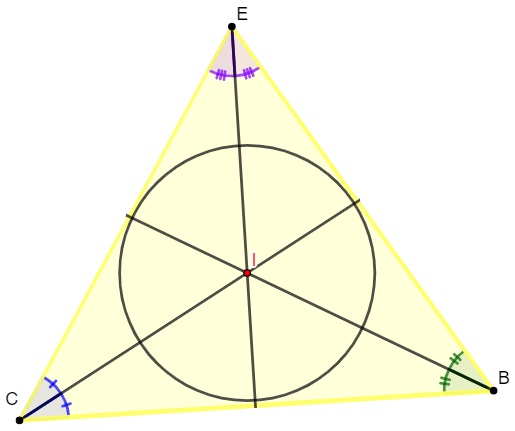 Demarcação de incentro em triângulo