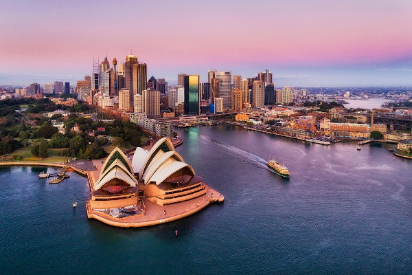 Vista aérea de Sydney, importante cidade da Austrália.