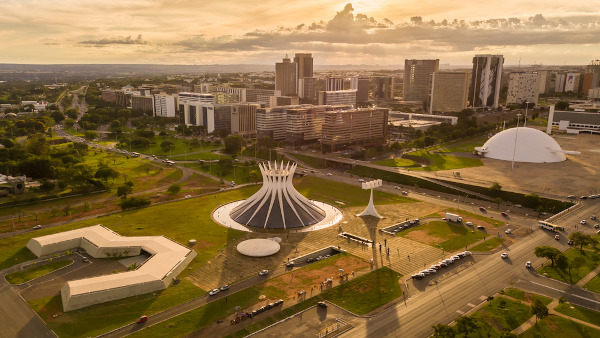 Vista aérea da cidade de Brasília, localizada no Distrito Federal, no Brasil.