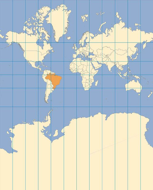 Mapa do IBGE ilustrando a projeção de Mercator.