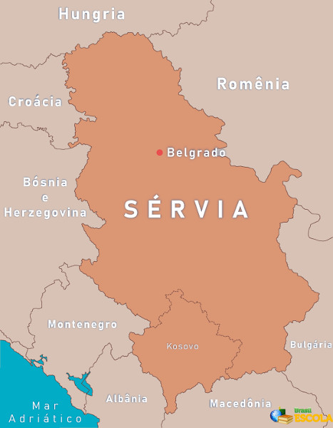 Mapa da Sérvia.