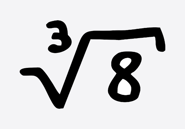 Representação da raiz cúbica do número 8.