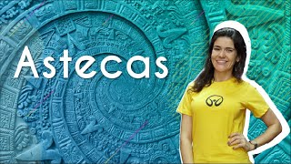 "Astecas | Civilizações Pré-Colombianas" escrito sobre escultura asteca