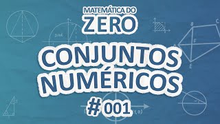 Texto "Matemática do Zero | Conjuntos numéricos" em fundo azul.