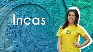 Professora ao lado do texto"Incas | Civilizações Pré-Colombianas".