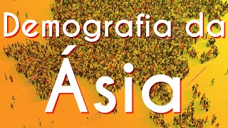 "Demografia da Ásia" escrito sobre ilustração do mapa da Ásia