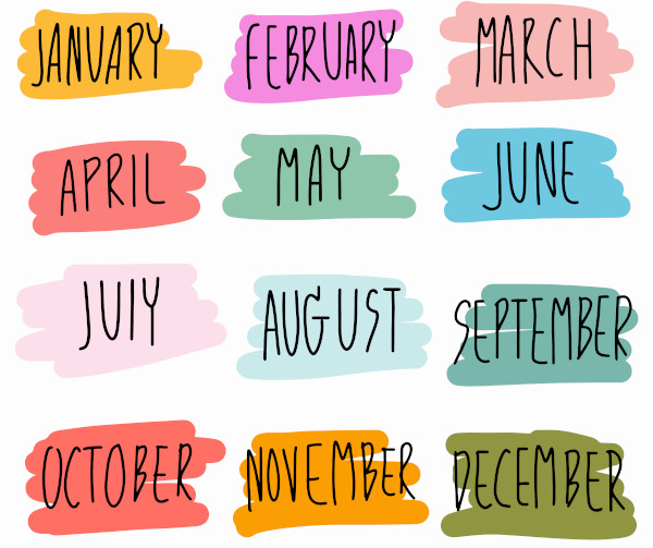 Os meses do ano em inglês.