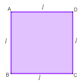 Ilustração de um quadrado ABCD, com a indicação de seus lados.
