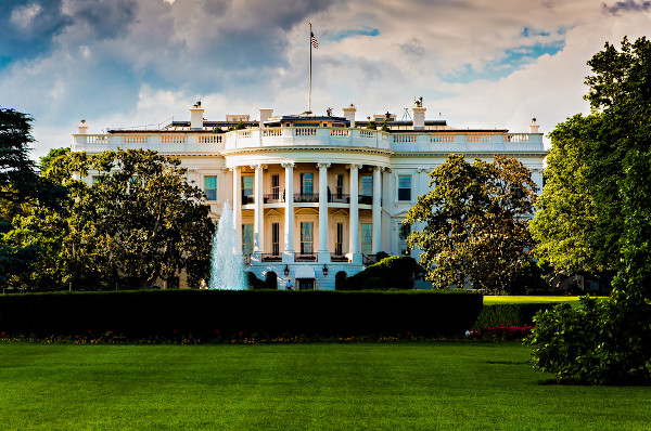  Fachada sul da Casa Branca, em Washington, D.C., nos Estados Unidos.