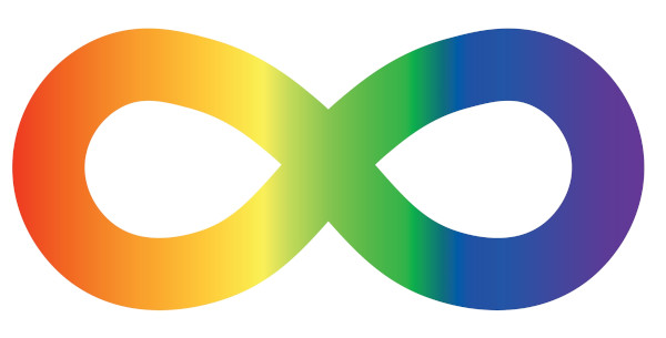 Símbolo do infinito com as cores do arco-íris, o símbolo usado para representar a neurodiversidade.