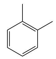 Estrutura utilizada na nomenclatura do hidrocarboneto 1,2-dimetilbenzeno/orto-dimetilbenzeno/o-dimetilbenzeno, um aromático.