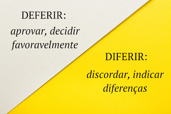 Significados dos verbos deferir e diferir.