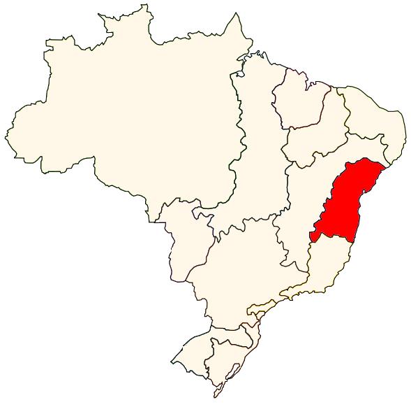 Localização da Bacia do Atlântico Leste, parte da hidrografia do Brasil.