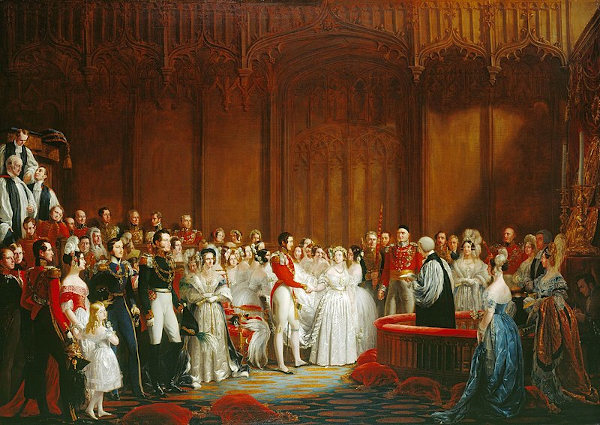 Pintura retratando o casamento da rainha Vitória, que deu nome à Era Vitoriana, com o príncipe Alberto.