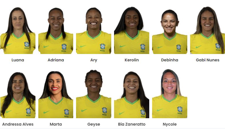 Fotos em miniatura das atletas brasileiras convocadas para a Copa do Mundo Feminina 2023