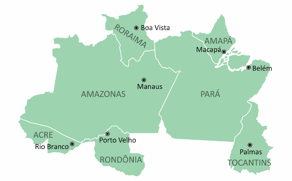 Questão Analise o mapa do Estado de Rondônia abaixo. Sobre aspectos  geográficos do estado de Rondônia, marque V para