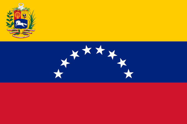 Bandeira da Venezuela, país da América do Sul.