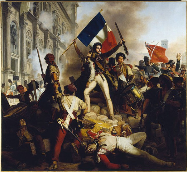 Pintura de Jean-Victor Schnetz que retrata o levante contra o rei francês Carlos X, em alusão ao nacionalismo.