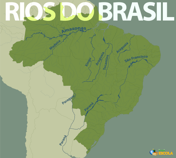 Rios do Brasil quais são características mapa Brasil Escola