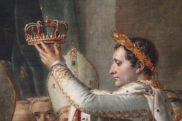 Napoleão autocoroando-se como imperador da França, em um emblemático ato da Era Napoleônica.