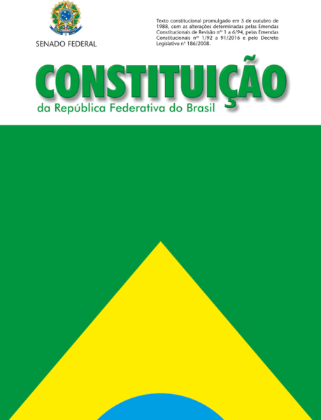 Capa da Constituição de 1988, a atual Carta Magna do Brasil.