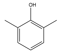 Fórmula estrutural condensada do xilenol, um dos principais fenóis.