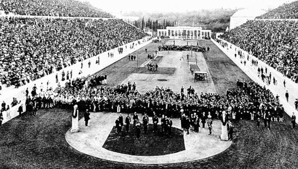 Cerimônia de abertura da primeira edição das Olimpíadas da Era Moderna, situação ligada ao Dia Olímpico (23 de junho).