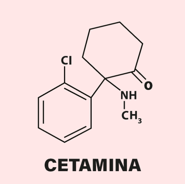 Fórmula estrutural da cetamina.