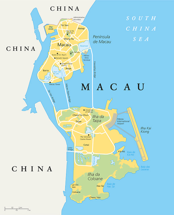 Mapa de Macau.