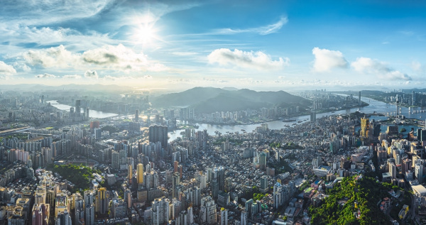 Paisagem de Macau, uma região predominantemente urbana.