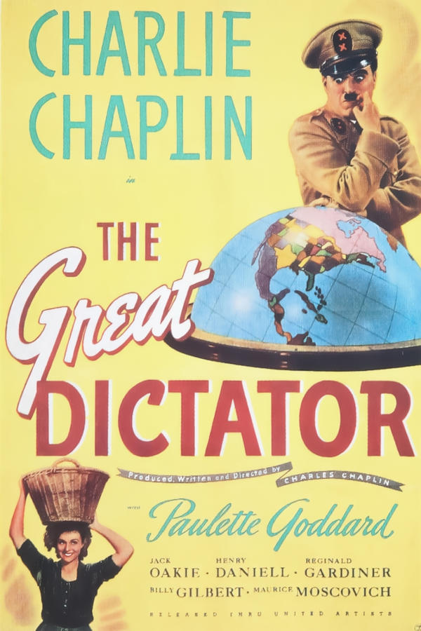 Pôster de “O Grande Ditador”, em inglês, filme sobre a Segunda Guerra Mundial.