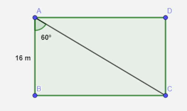 Retângulo com ângulo notável de 60º.