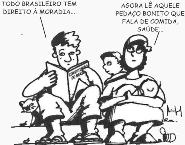 Charge em uma questão do Enem sobre cidadania.