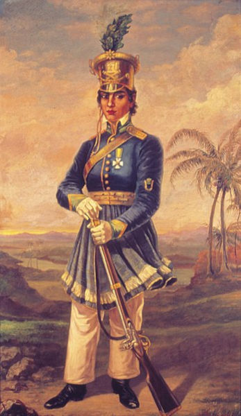 Retrato de Maria Quitéria durante a Guerra de Independência na Bahia.