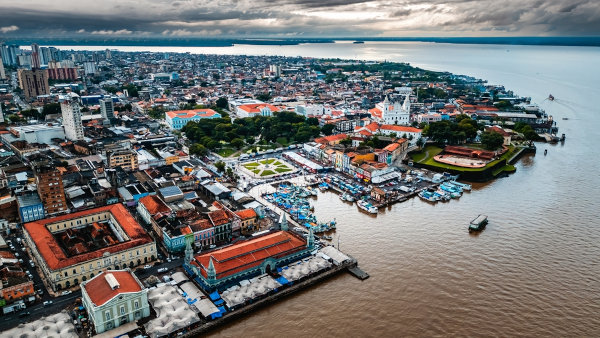 Vista aérea da cidade de Belém, sede da COP 30.