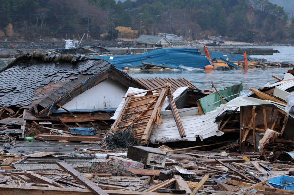 Casas destruídas no Japão, em 2011, por um dos maiores terremotos do mundo.