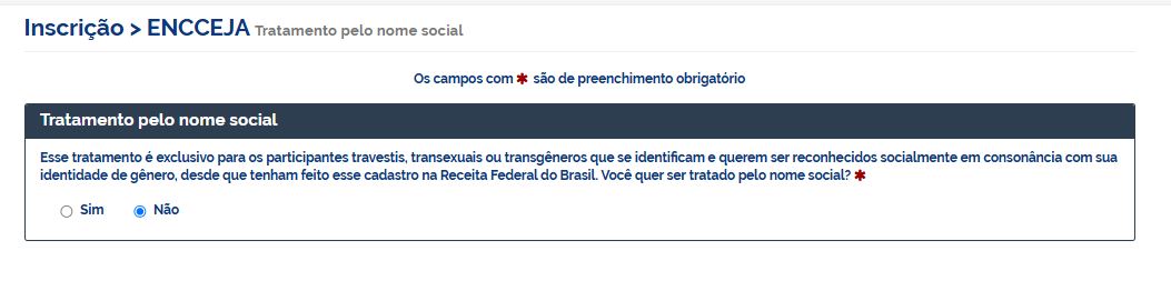 Página de inscrição do Encceja 2025