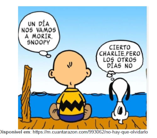 Tirinha em um exercício da UFT sobre conjunções coordenativas em espanhol.