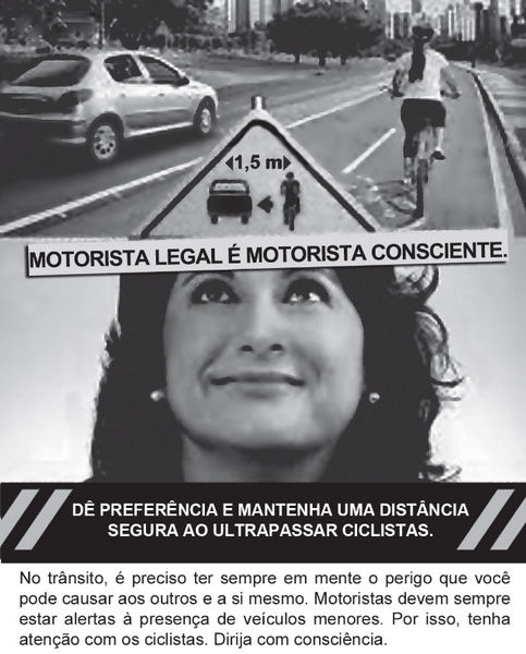 Campanha sobre trânsito em um exercício do Enem sobre linguagem verbal e sobre linguagem não verbal.