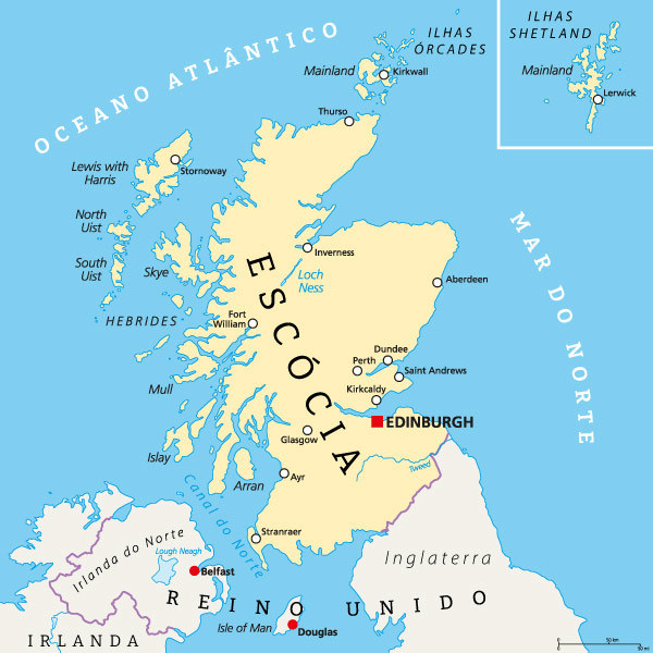 Mapa da Escócia.