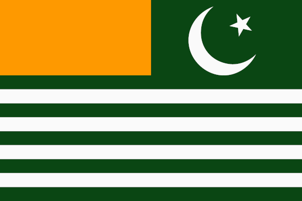 Bandeira da parcela da Caxemira que é administrada pelo Paquistão.