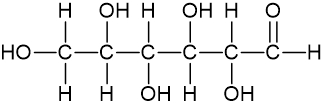 Fórmula estrutural da glicose, exemplo de fórmula química.