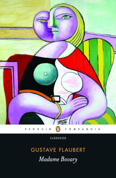 Representação moderna de uma mulher na capa do livro Madame Bovary, da editora Companhia das Letras. [imagem_principal]