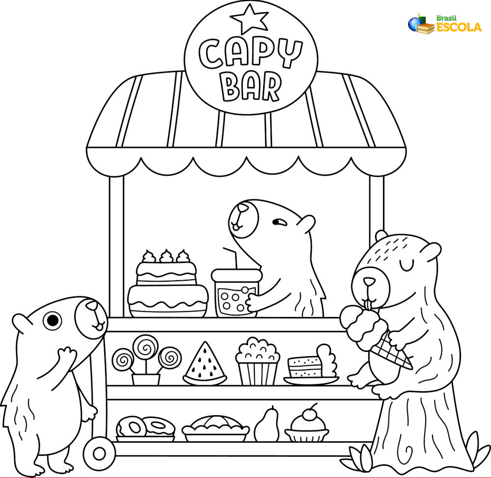 Desenho para colorir capivara