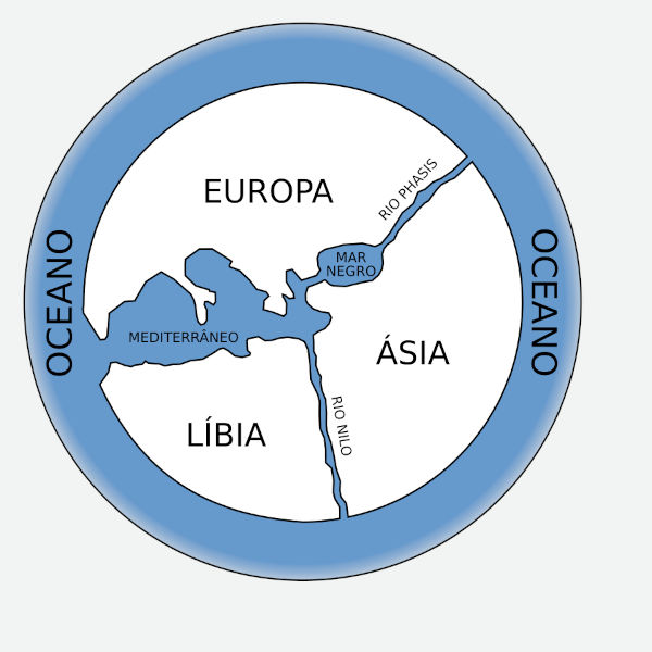 Mapa-múndi produzido por Anaximandro de Mileto.