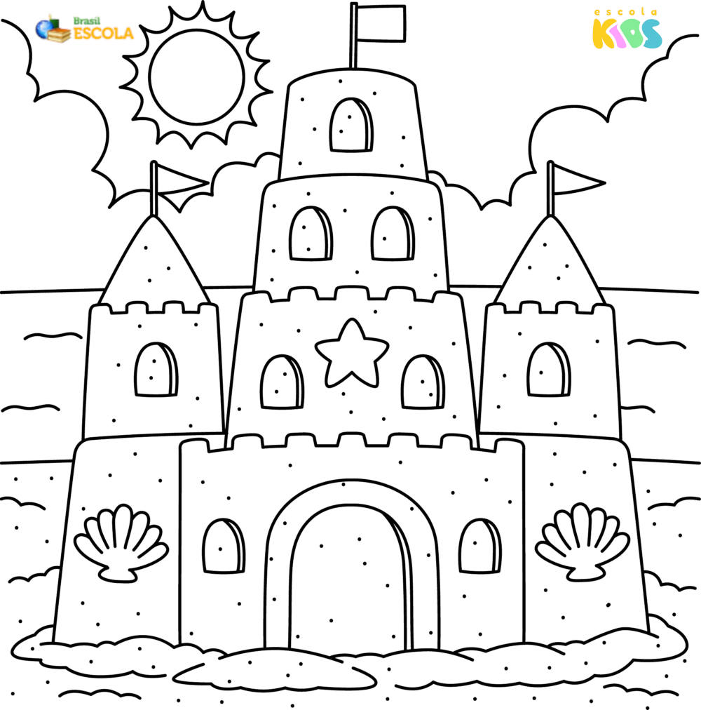 Desenho para colorir castelo de areia