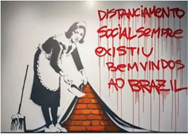 Imagem de Bansky em exercício da Uerj sobre exclusão social.
